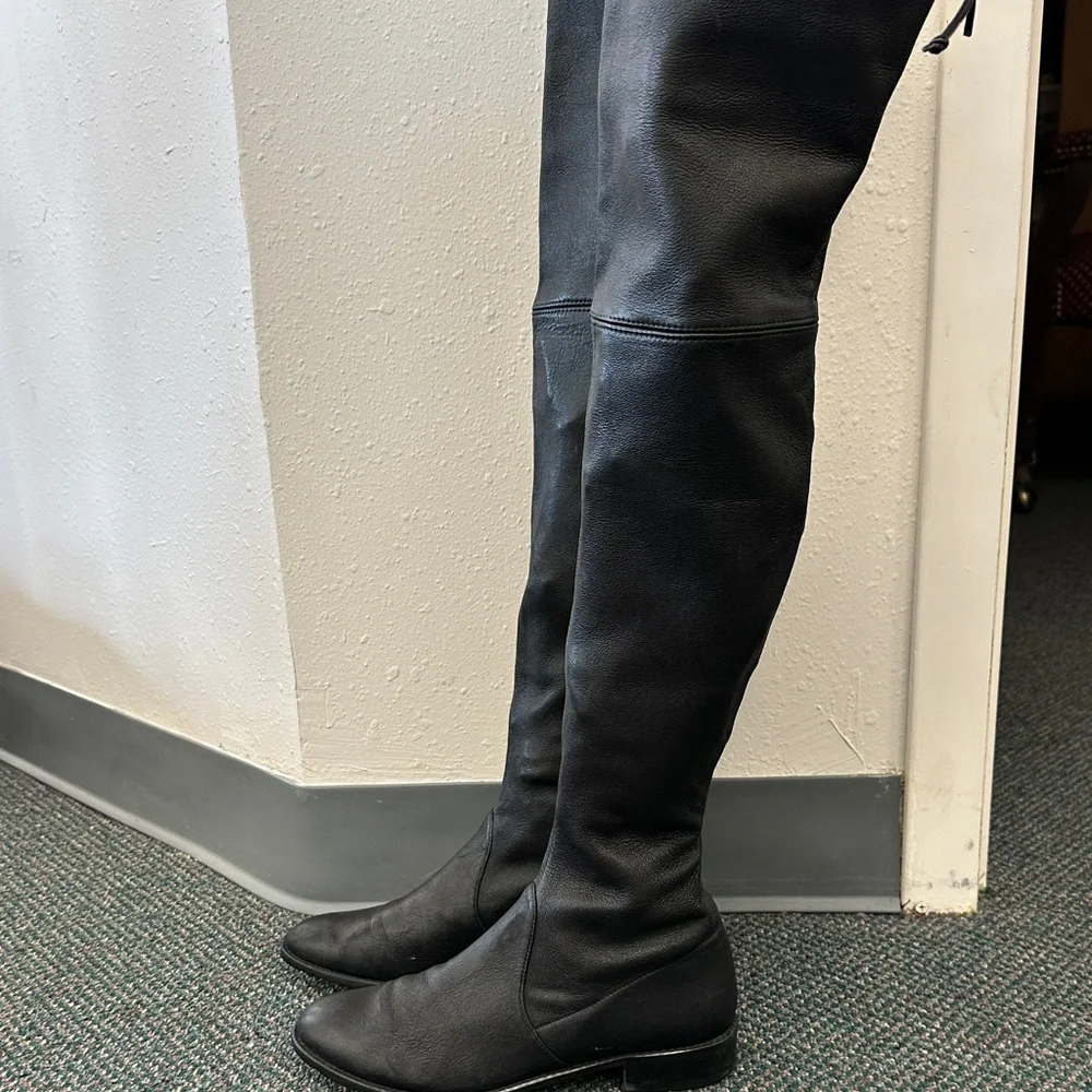 Stuart Weitzman Black Over-the-Knee Leather Boots